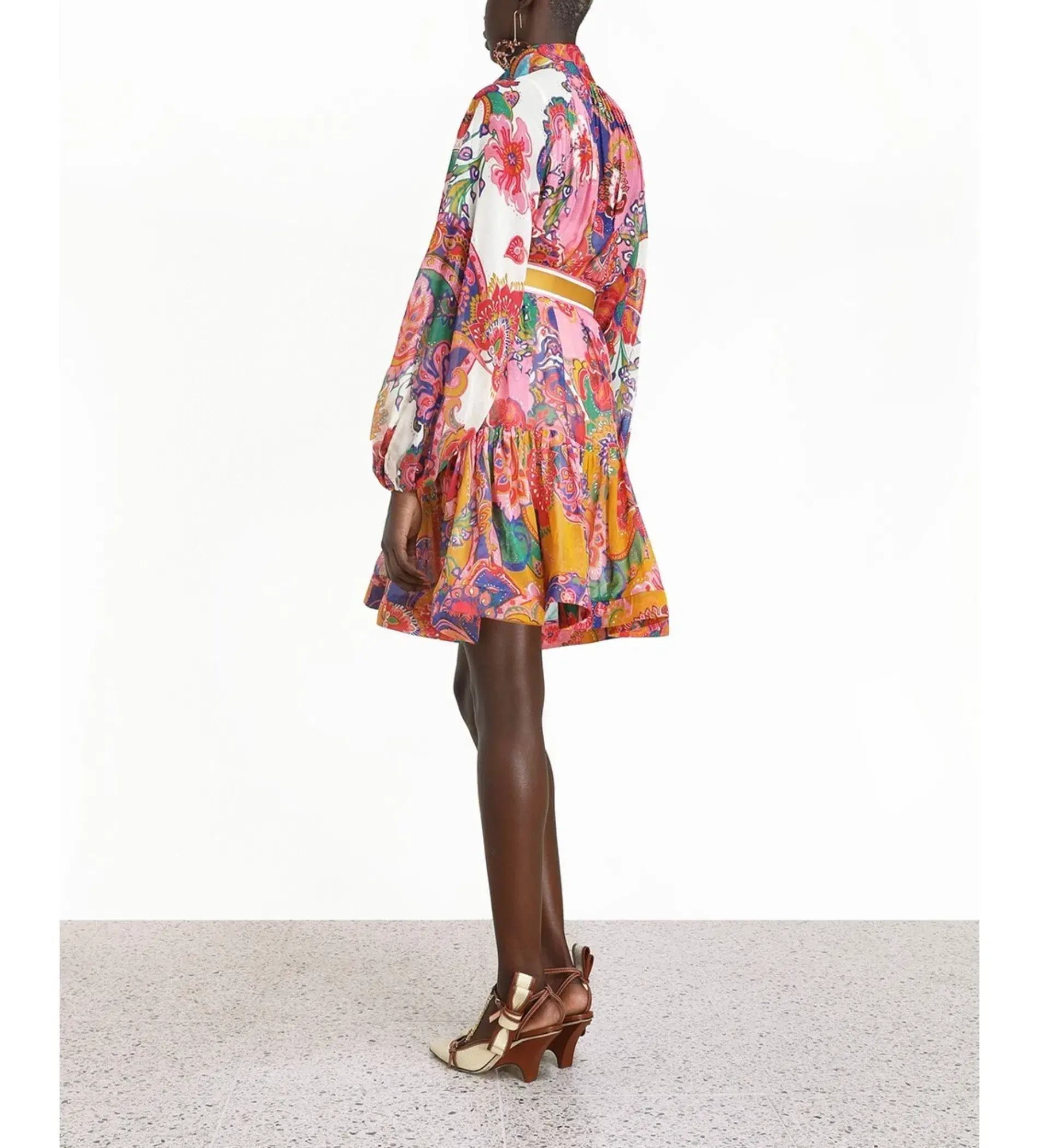Zimmermann The Lovestruck Georgette Mini Dress in Mixed Paisley Size 1 / AU 10 - Image 3