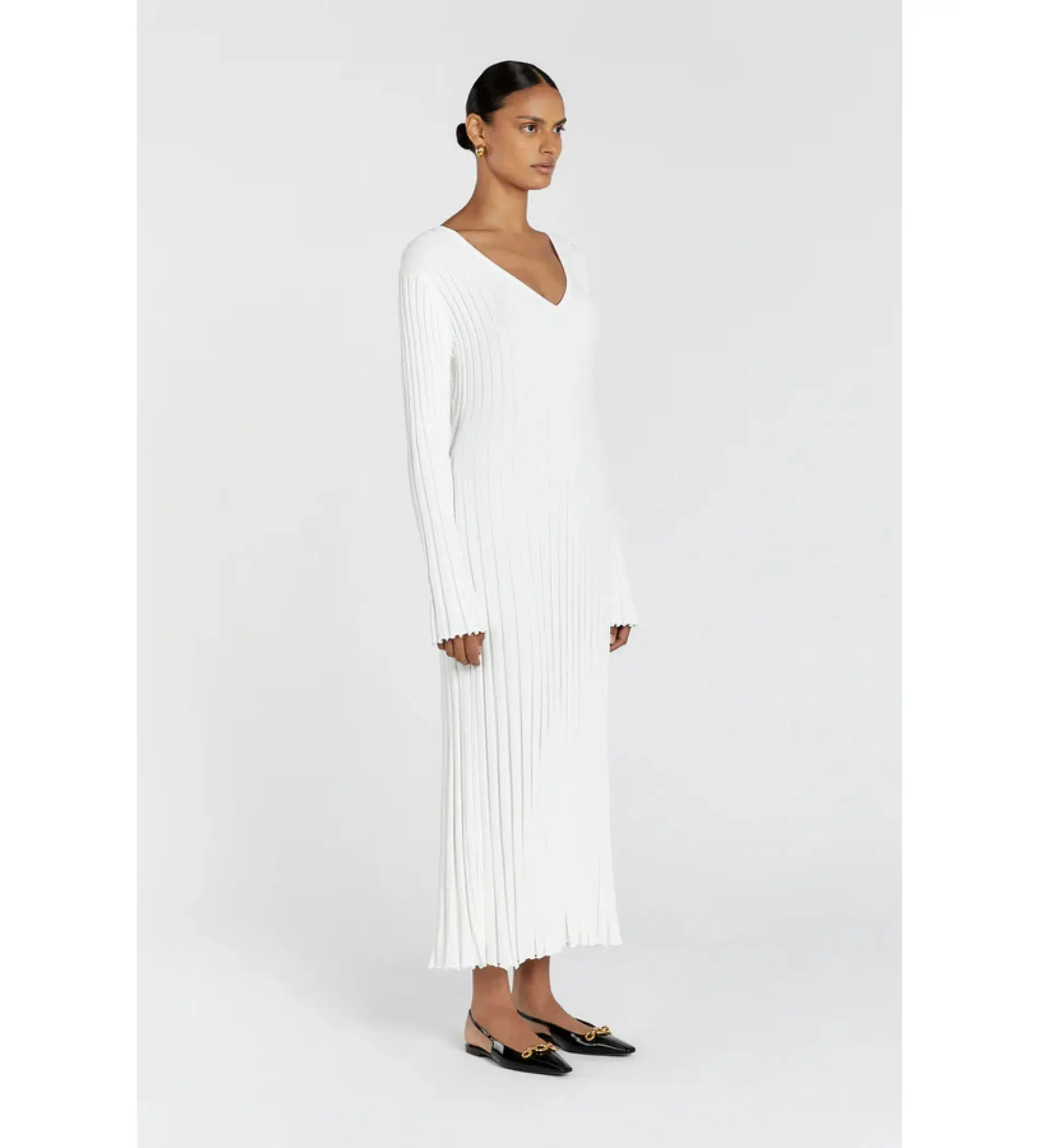 Dissh Reign White Sleeved Knit Midi Dress Size S / AU 8 - Image 4