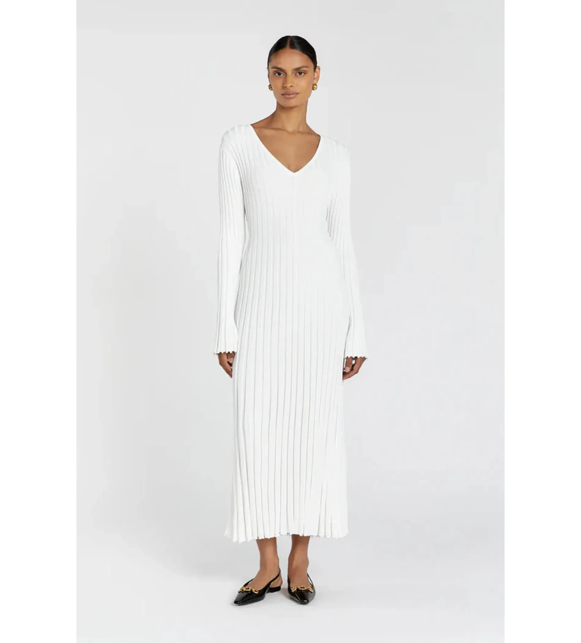 Dissh Reign White Sleeved Knit Midi Dress Size S / AU 8 - Image 1