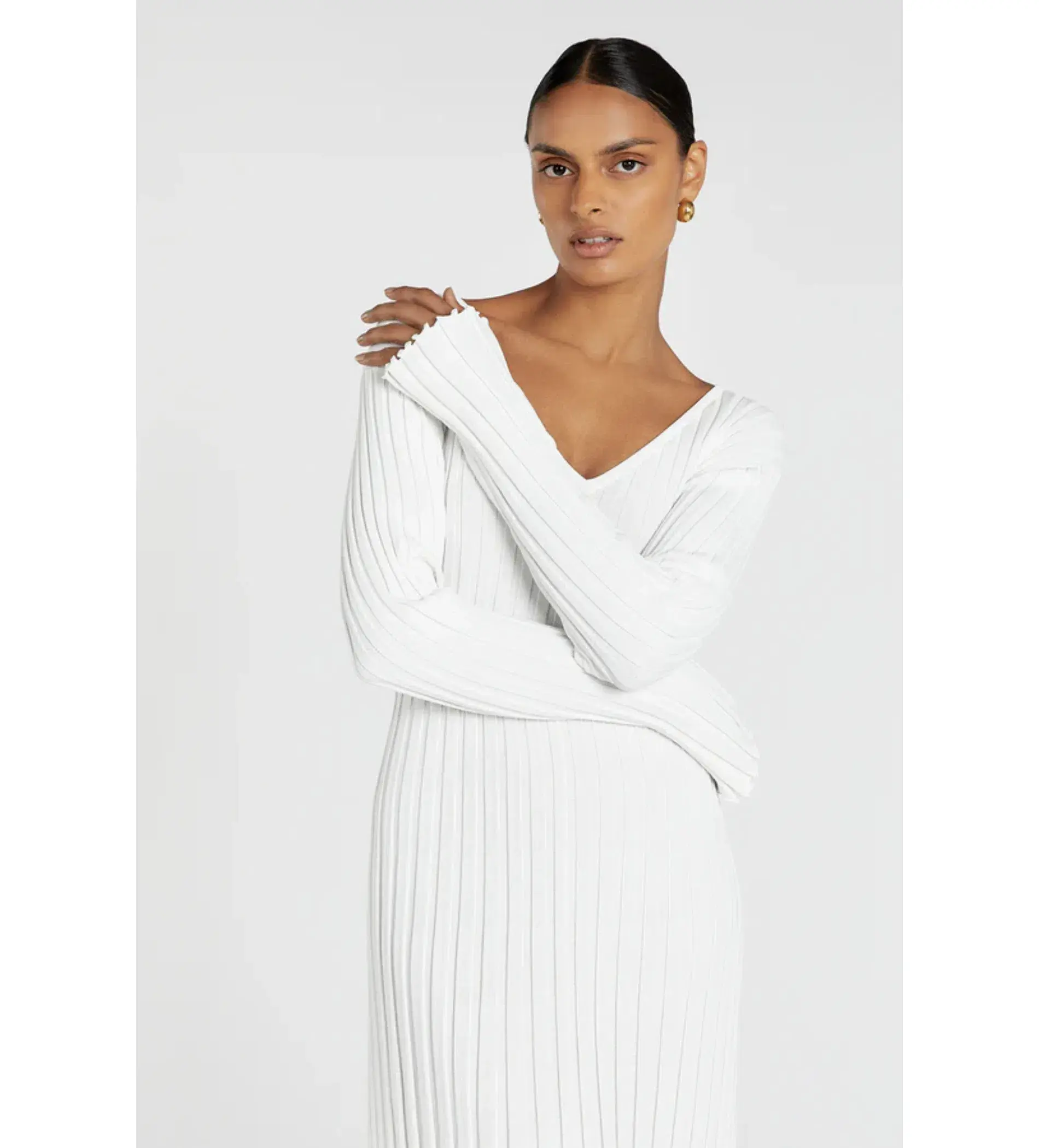 Dissh Reign White Sleeved Knit Midi Dress Size S / AU 8 - Image 2