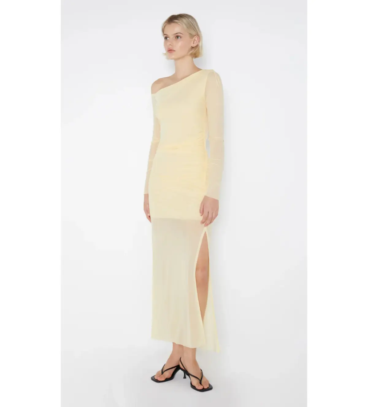 Bec & Bridge Fae Asym Long Sleeve Midi Dress in Butter Yellow Size S / AU 8 - Image 3