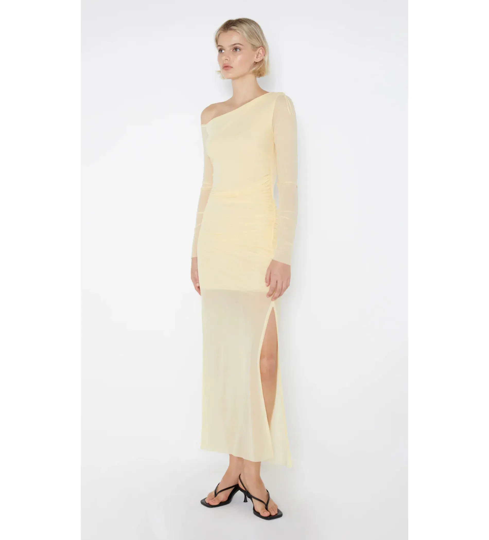 Bec & Bridge Fae Asym Long Sleeve Midi Dress in Butter Yellow Size S / AU 8 - Image 3