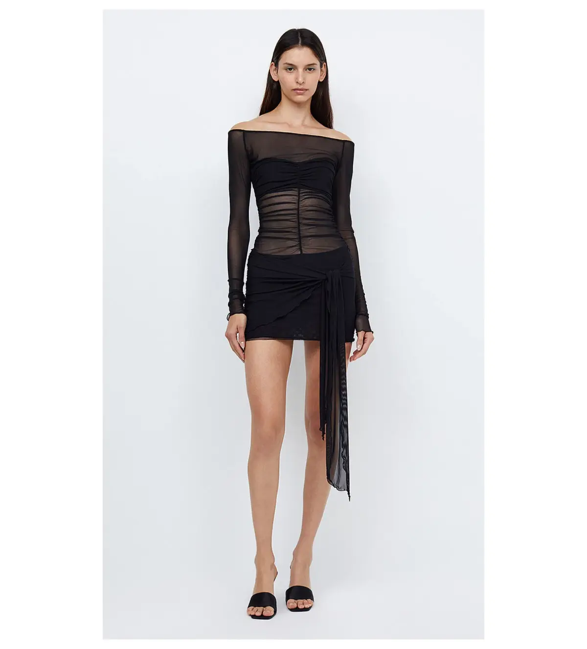 Bec & Bridge Marina Long Sleeve Mini Dress Black Size XS / AU 6 - Image 1