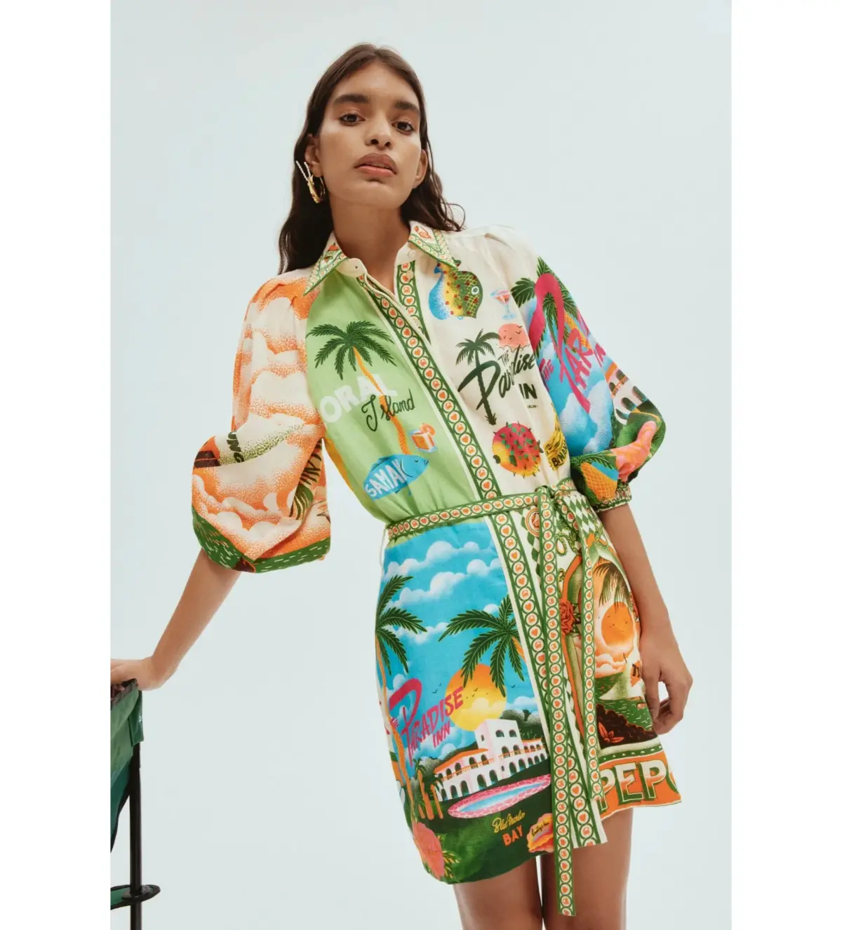 Alemais Paradiso Mini Dress Multi Print Size AU 10 - Image 2