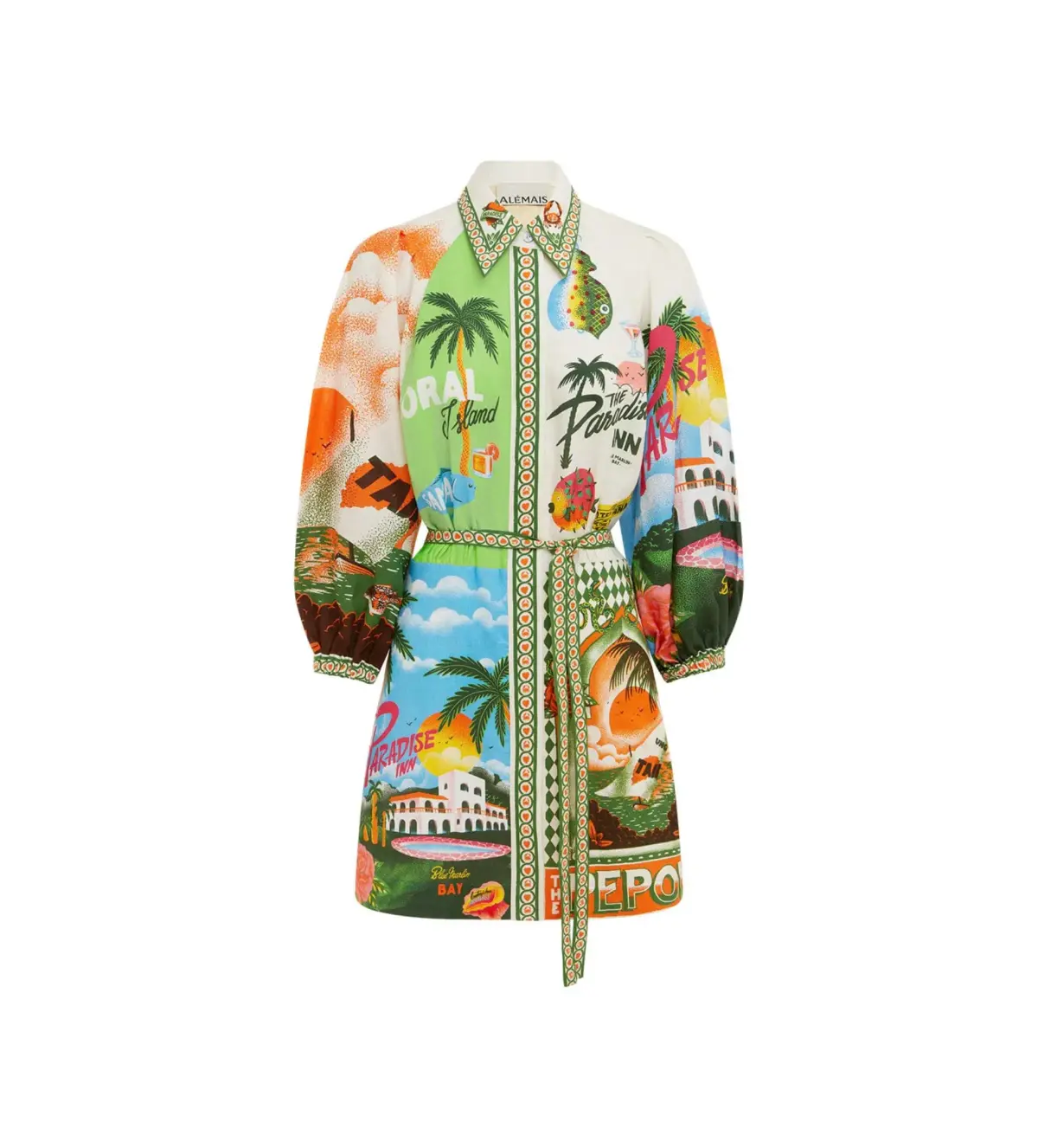 Alemais Paradiso Mini Dress Multi Print Size AU 10 - Image 5