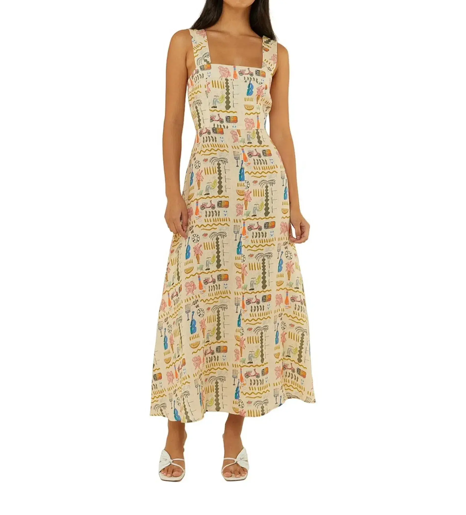 Palm Noosa Rosa Midi Dress in Verano Yellow Size AU 8 - Image 1