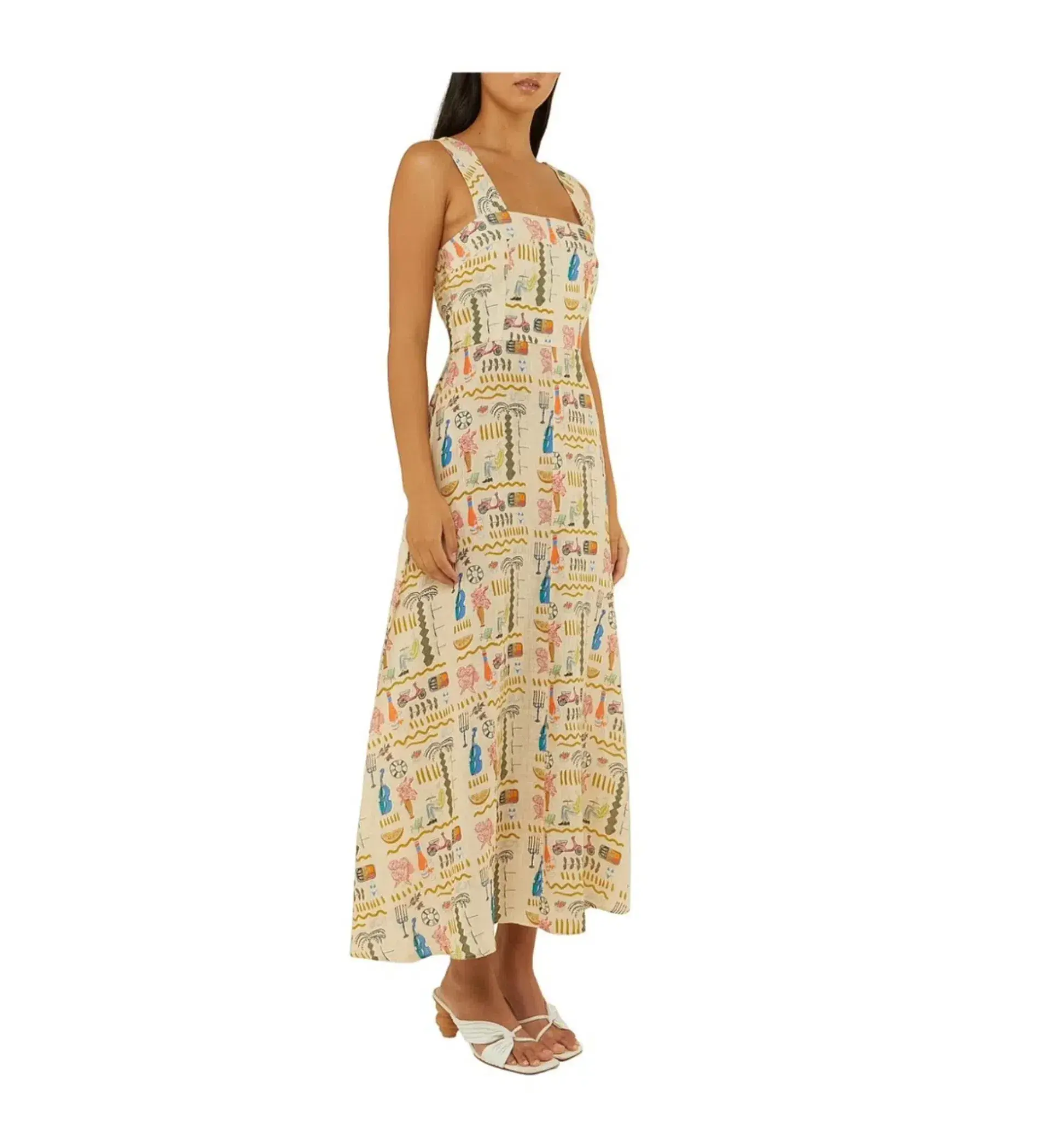 Palm Noosa Rosa Midi Dress in Verano Yellow Size AU 8 - Image 3