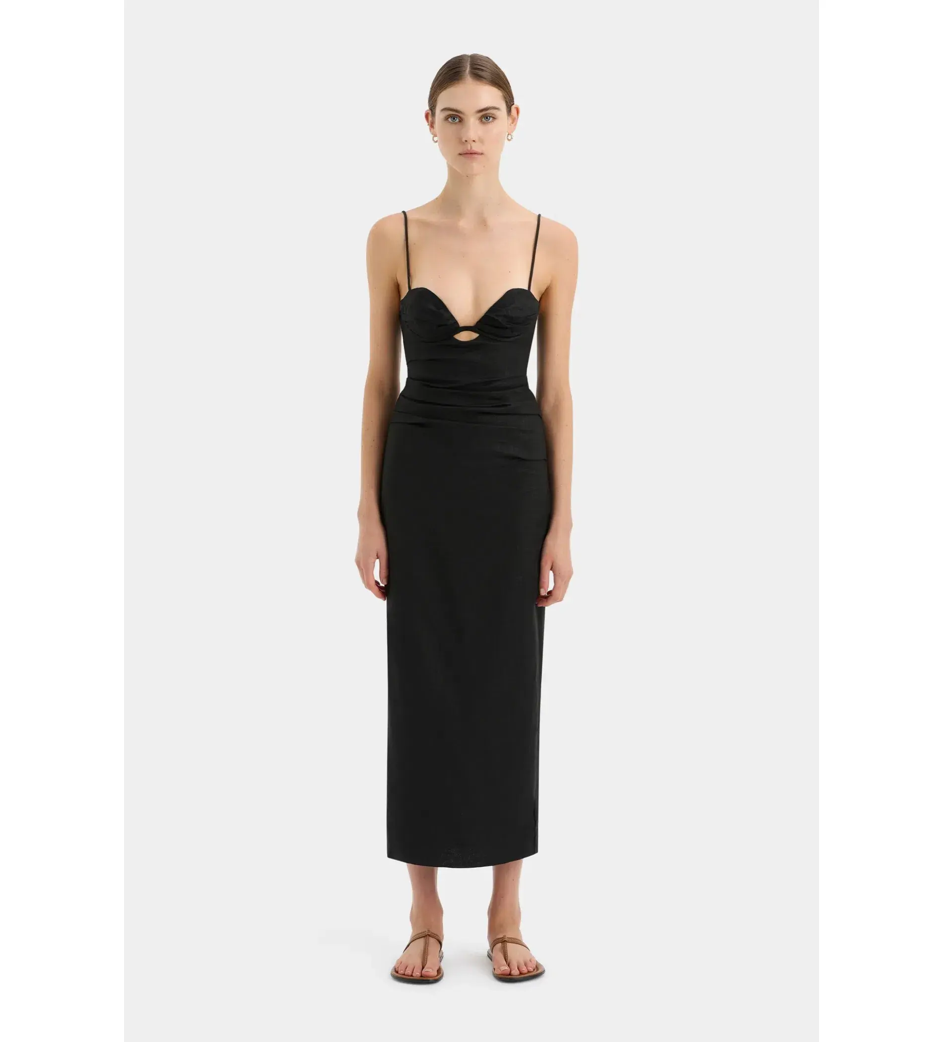 Sir The Label Noemi Balconette Midi Dress Black Size AU 10 - Image 1