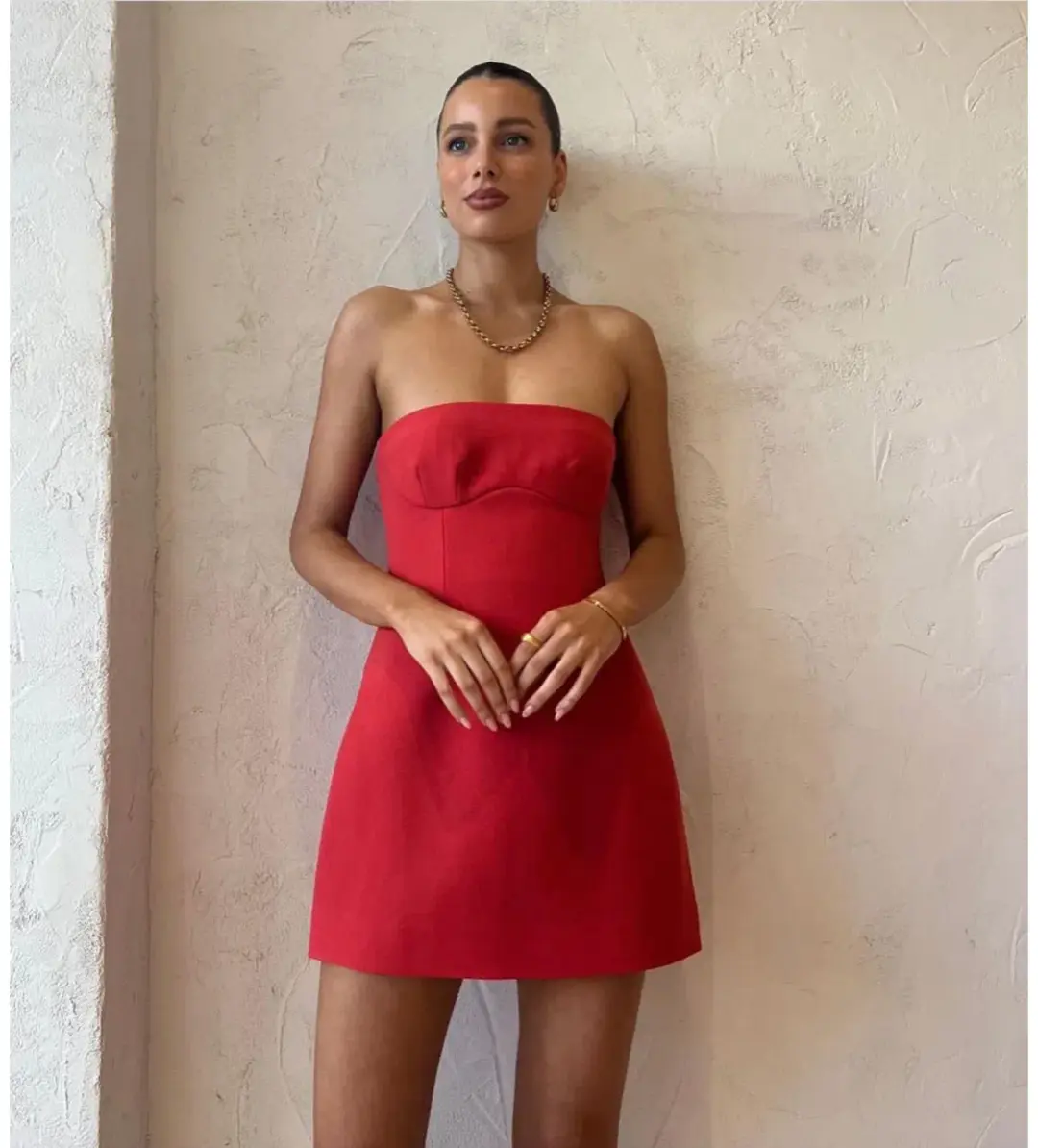 Sir The Label Spoerri Sculpted Mini Dress Red Size AU 6 for rent on The Volte - main image