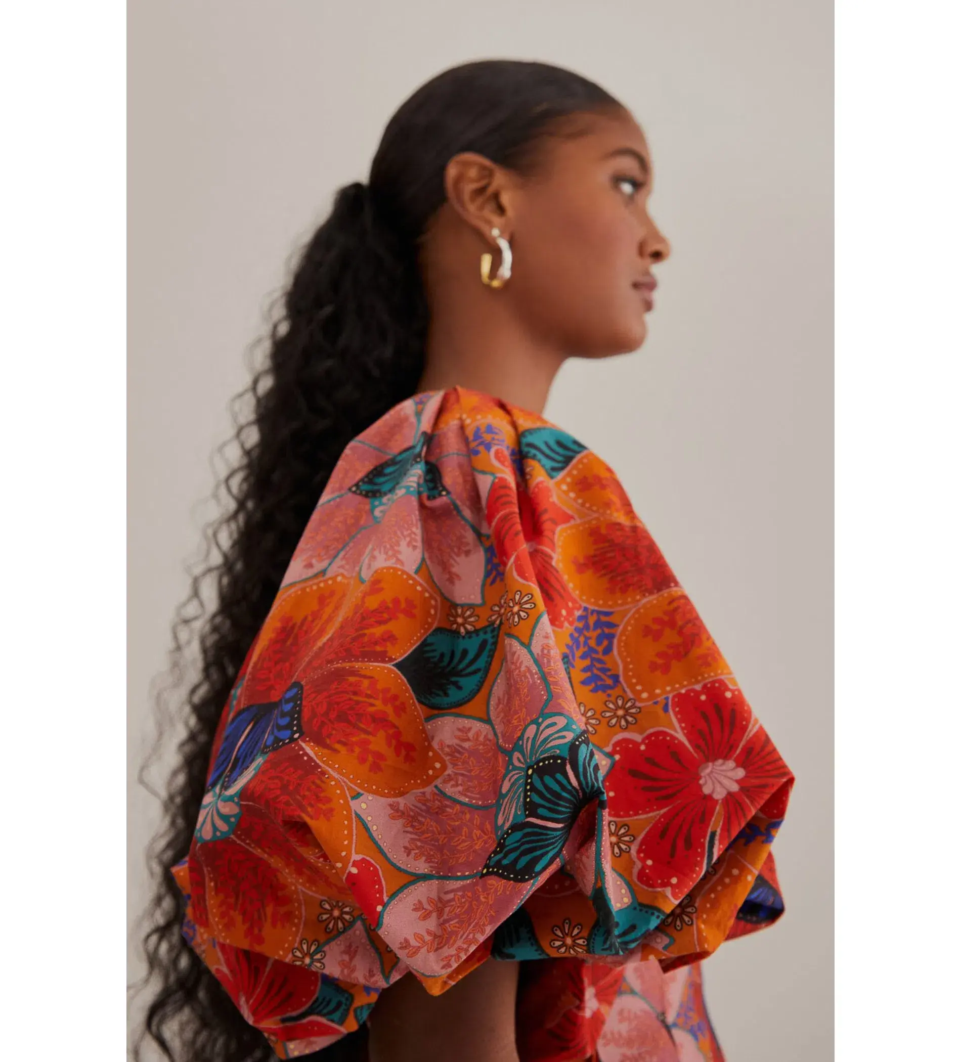 Farm Rio Orange Maria’s Floral Cut Out Midi Dress Size L / AU 12 - Image 3