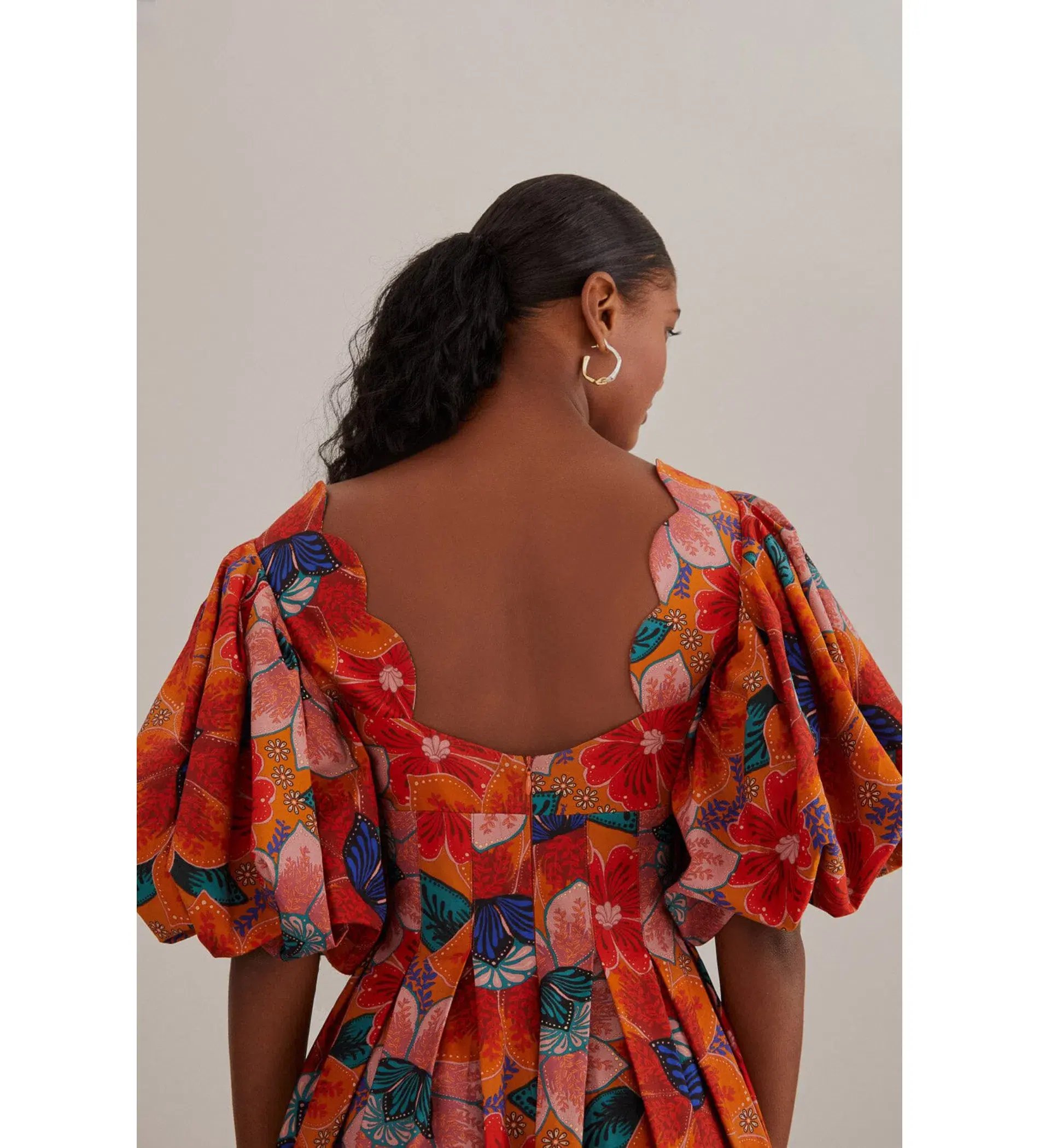 Farm Rio Orange Maria’s Floral Cut Out Midi Dress Size L / AU 12 - Image 5