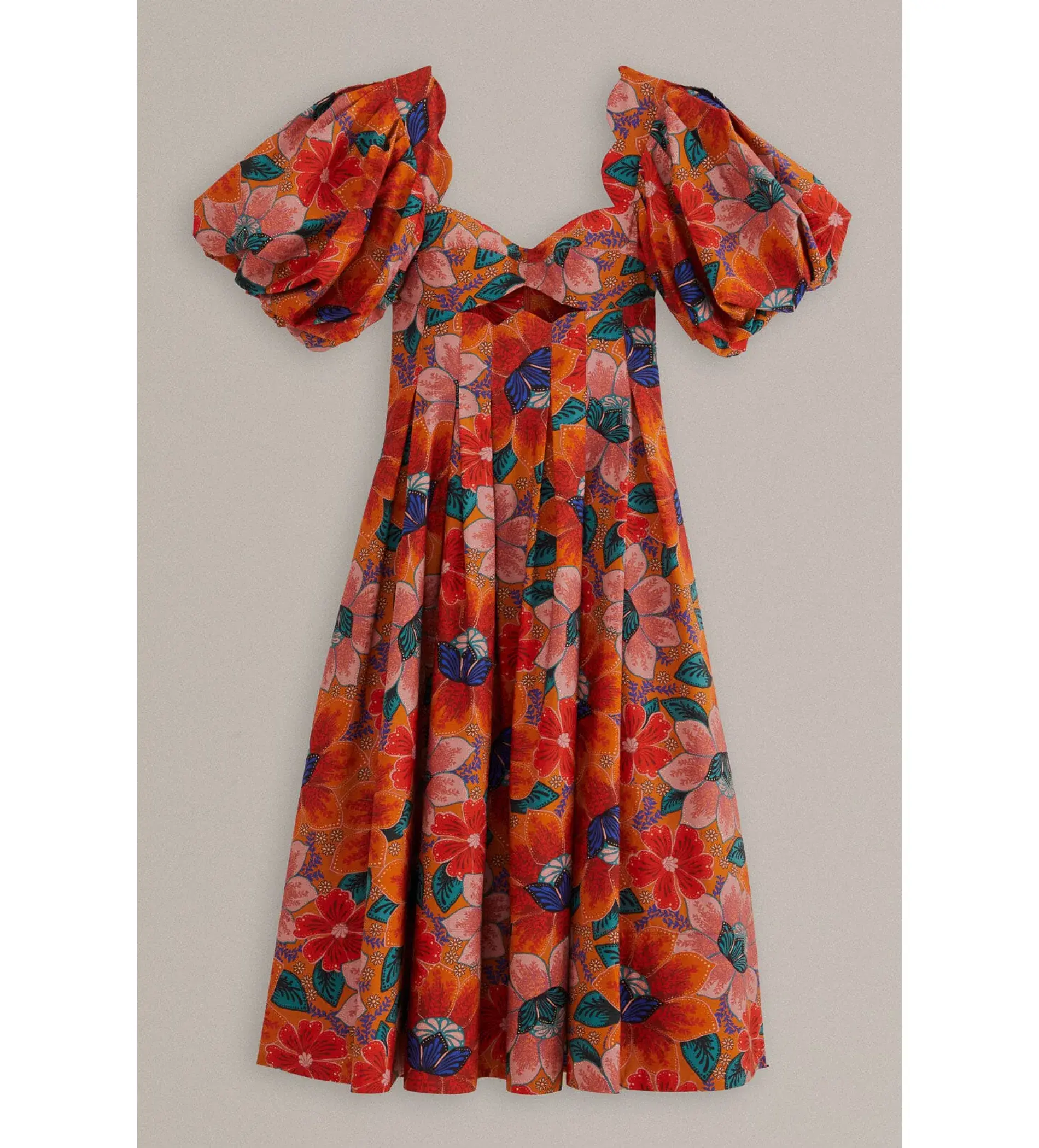 Farm Rio Orange Maria’s Floral Cut Out Midi Dress Size L / AU 12 - Image 6