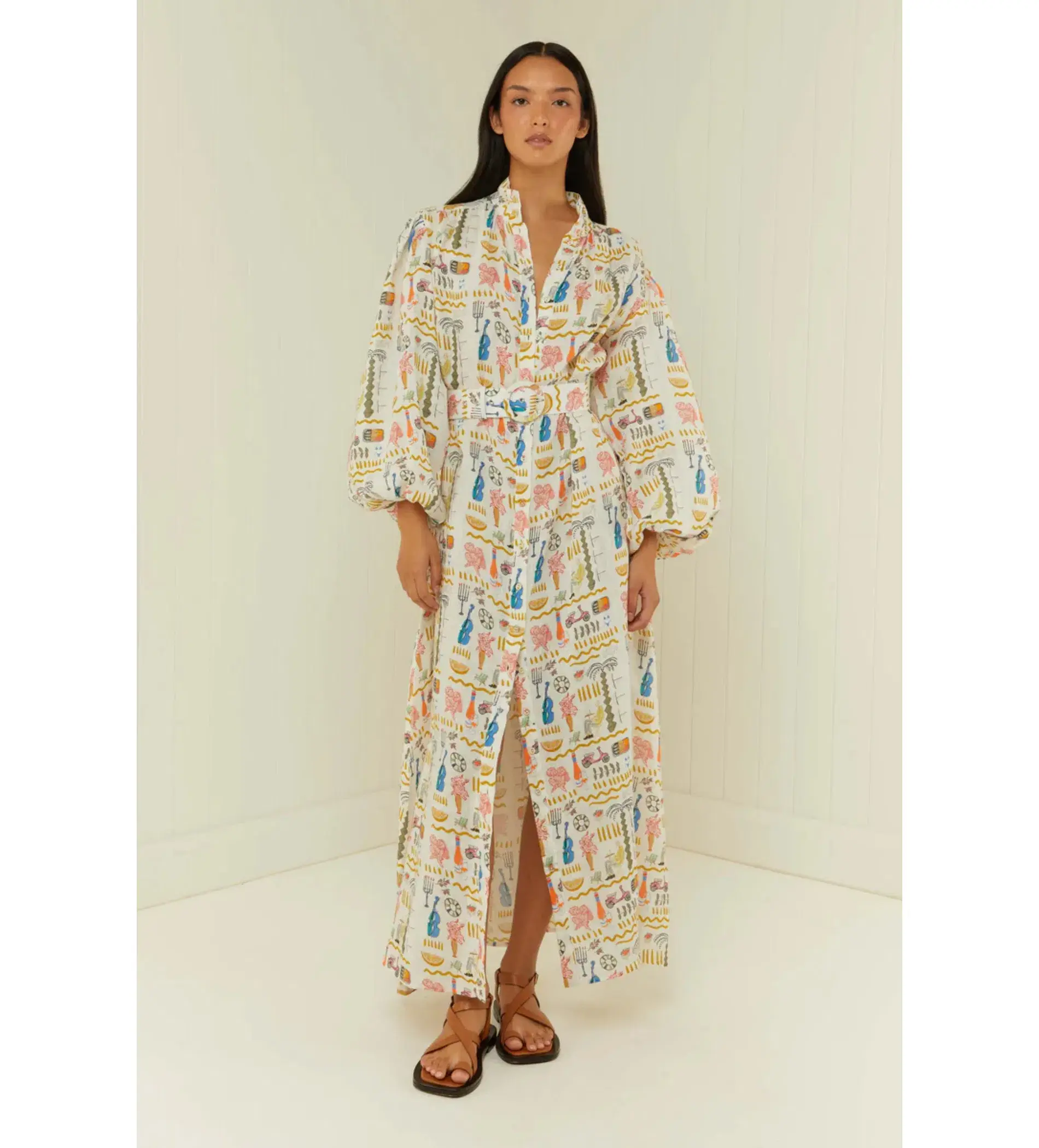 Palm Noosa Noddy Maxi Dress in Verano White Size AU 12 - Image 1