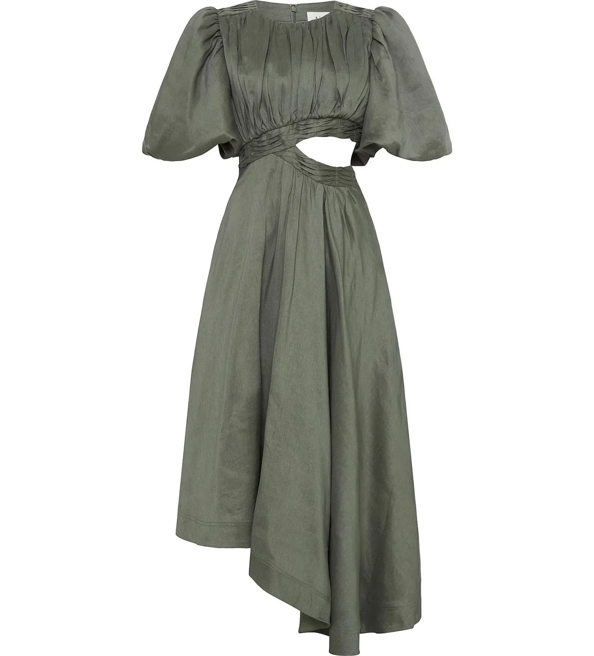 Aje Tidal Tucked Cut Out Midi Dress in Oakmoss Size AU 14 - Image 6