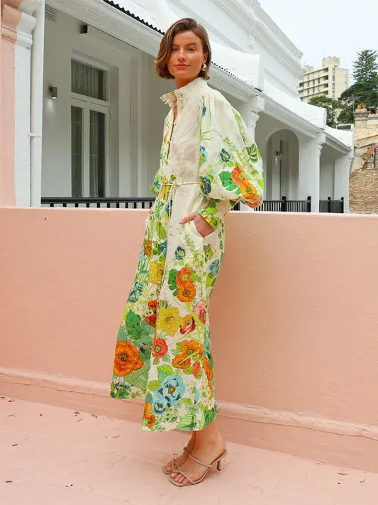 Alemais Constance Midi Shirtdress Floral Size 14 - Image 3