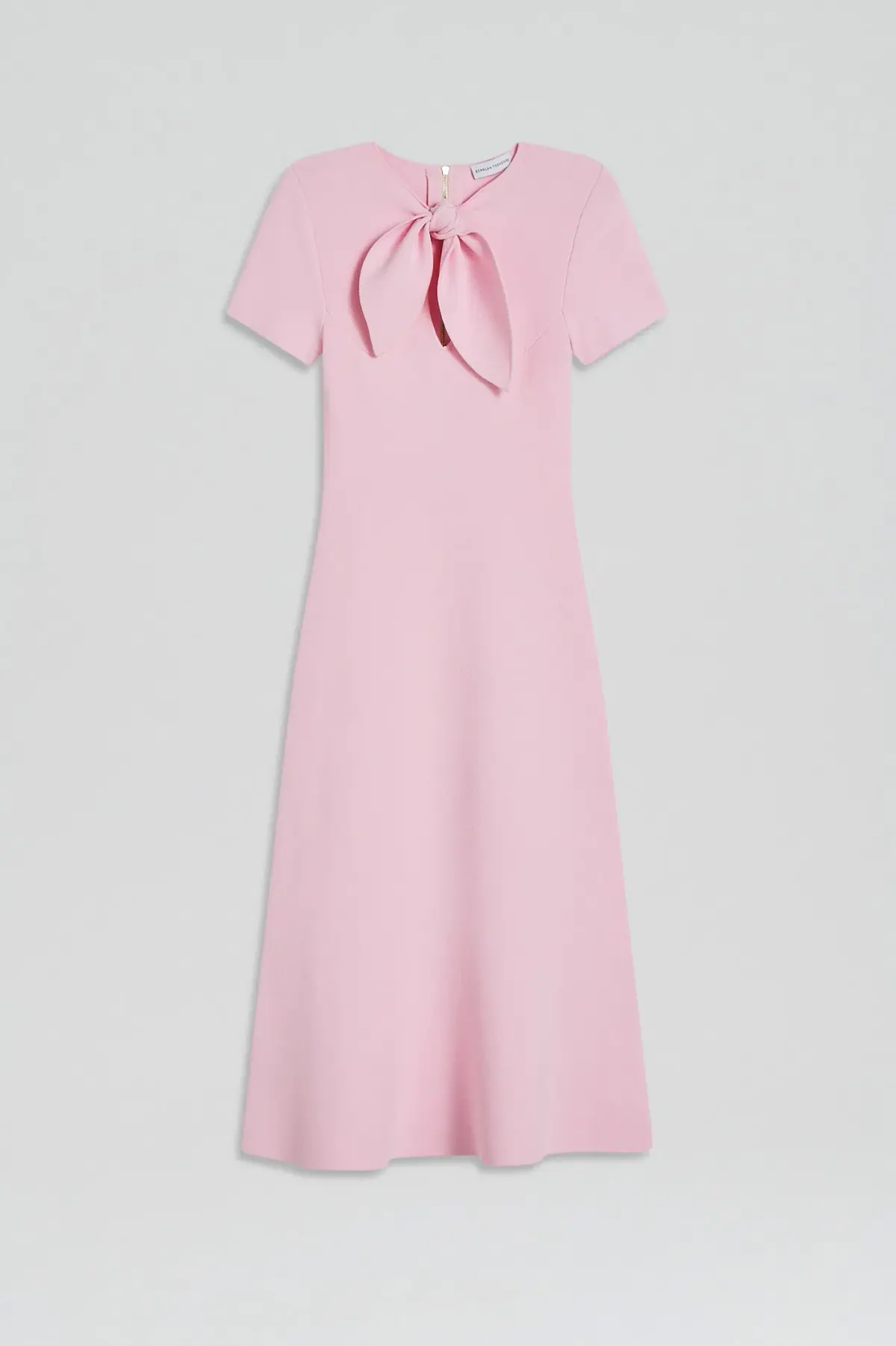 Scanlan Theodore Crepe Knit Cravat Midi Dress Light Pink Size 10 - Image 3