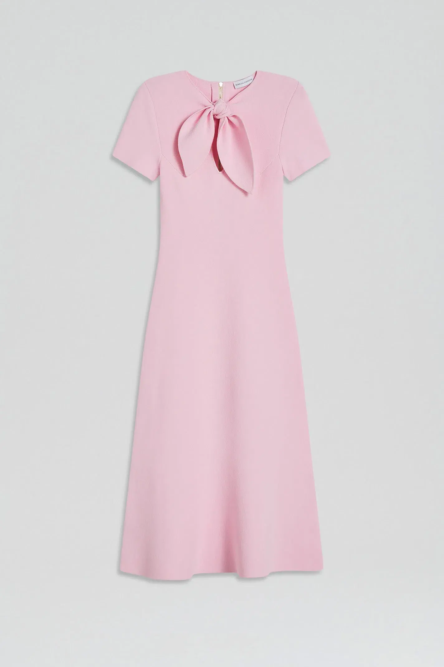 Scanlan Theodore Crepe Knit Cravat Midi Dress Light Pink Size 10 - Image 3
