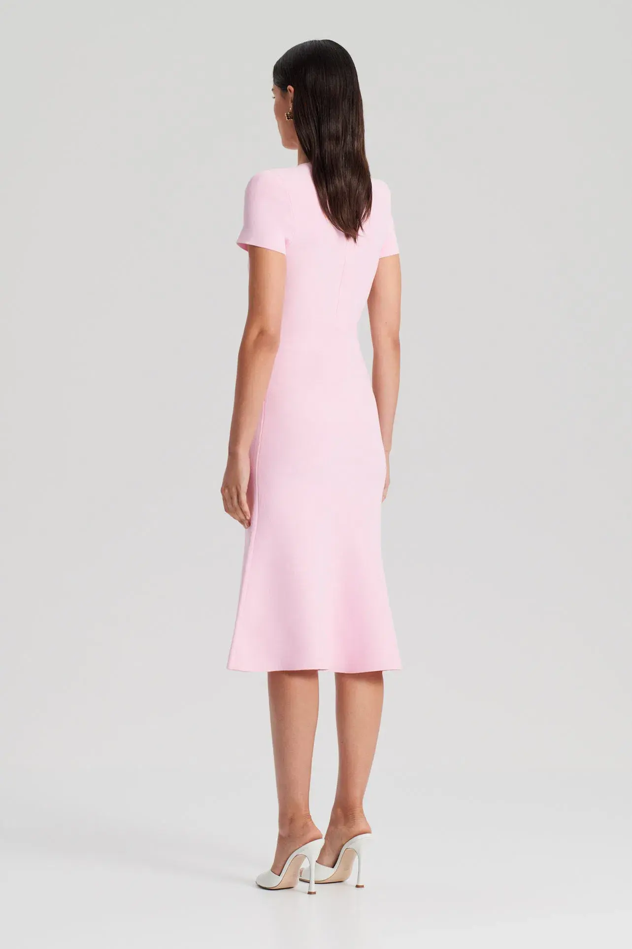 Scanlan Theodore Crepe Knit Cravat Midi Dress Light Pink Size 10 - Image 4