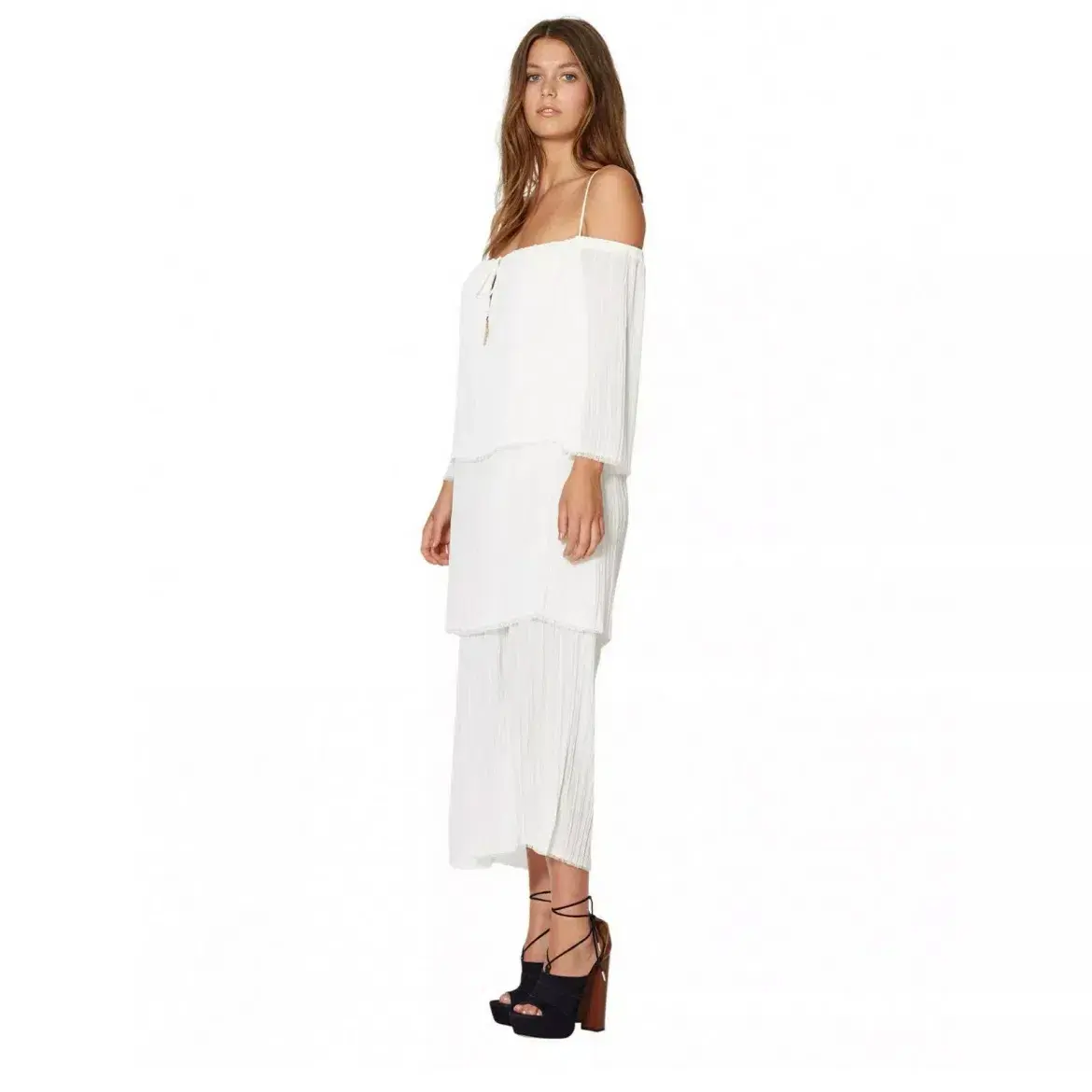 Bec & Bridge Windswept Tiered Maxi Dress Ivory Size 12 - Image 1