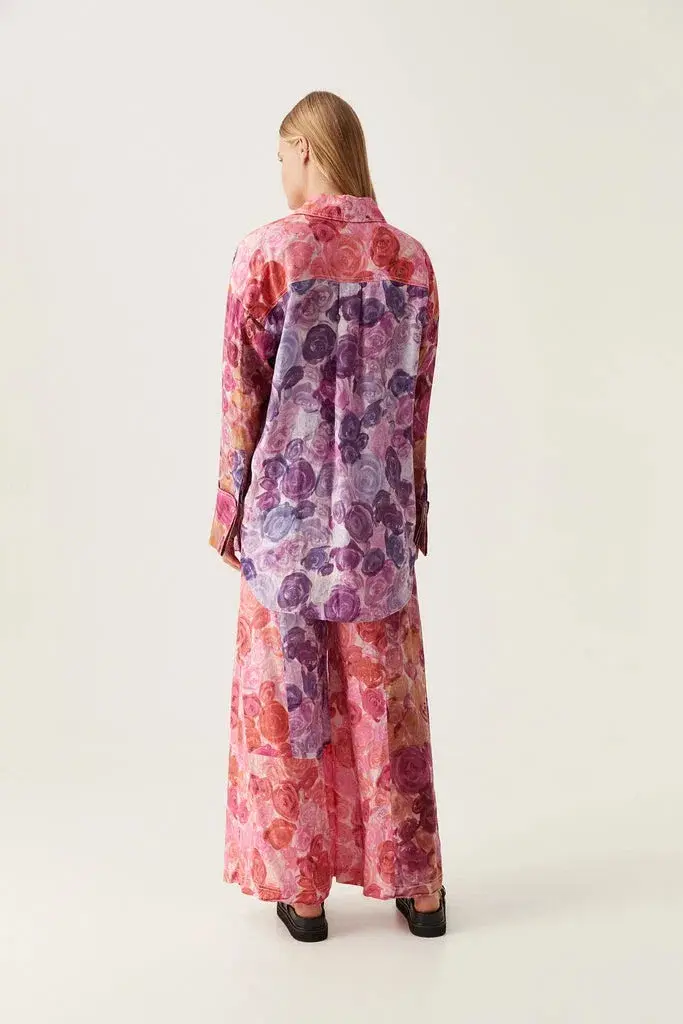 Aje Vision Oversized Linen Shirt Kaleidoscopic Rose Size 14 - Image 2
