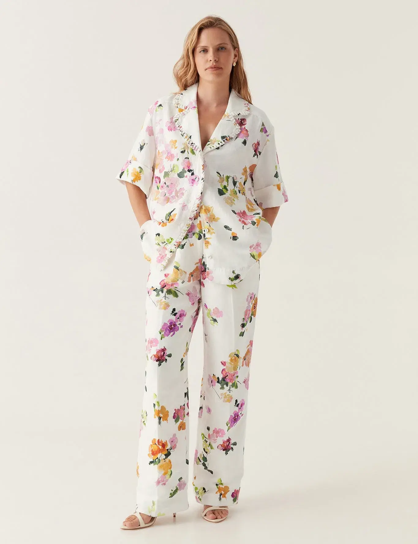 Aje Constance Whipstitch Shirt Scattered Floral Size 16 - Image 1