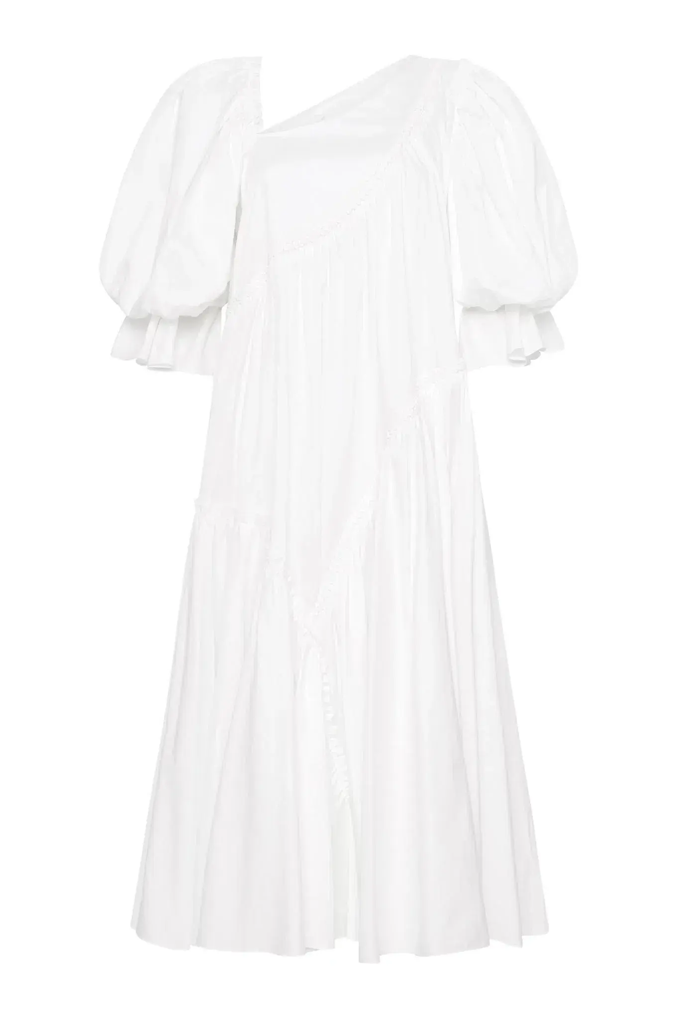 Aje Casabianca Braided Asymmetric Puff Sleeve Midi Dress White Size 14 - Image 3