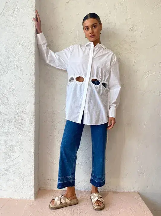 Sir the Label Mason Laced Shirt Dress White Size 10 - Image 1