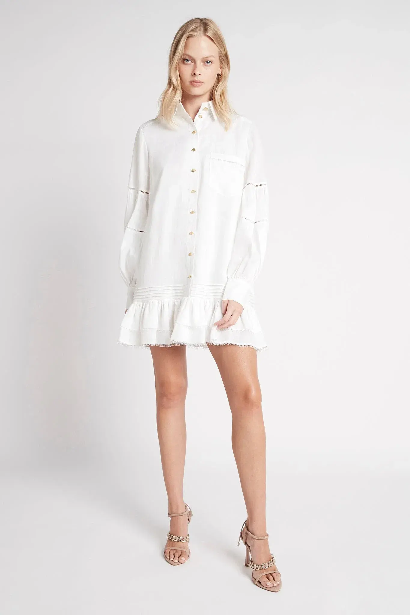 Aje Lotus Shirt Mini Dress Ivory Size 14 - Image 1