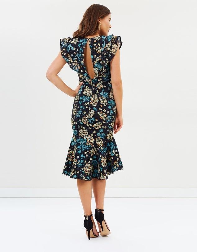 Talulah Stormy Crochet Flounce Midi Dress Floral Size 10 - Image 3