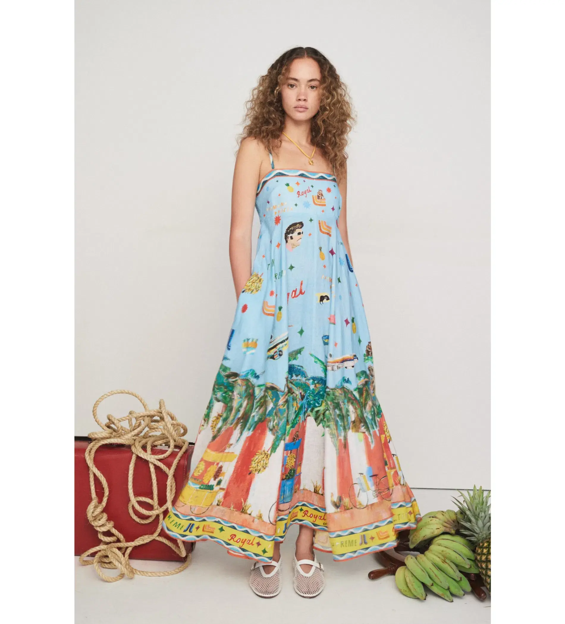 Alemais All Aboard Sundress Blue/ Print Size 8 - Image 1