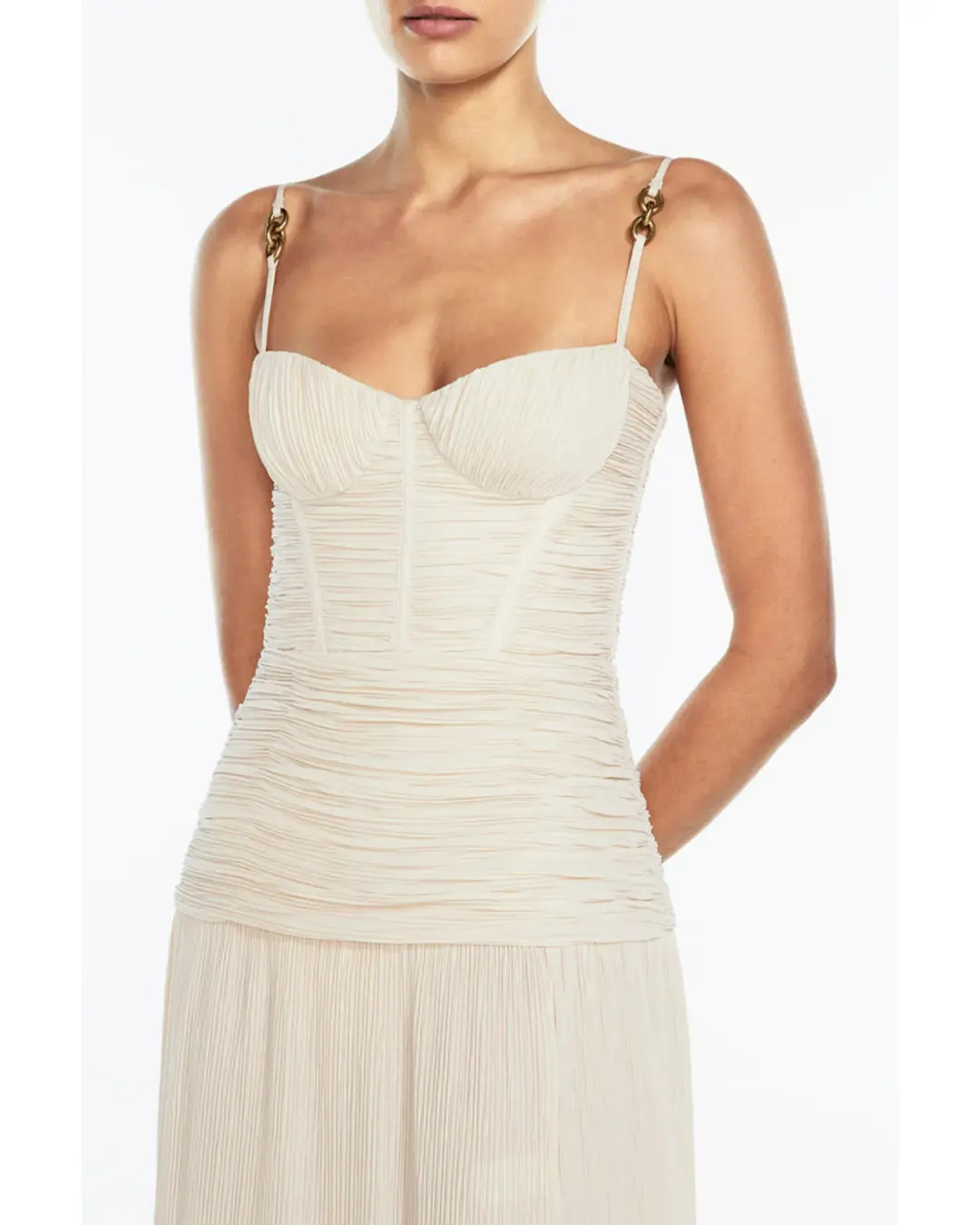 Manning Cartell Double Time Pleat Dress Nougat Size AU 10 for rent on The Volte - main image