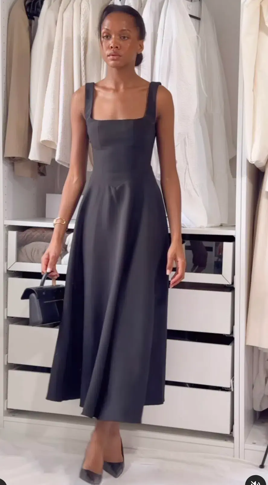 Odd Muse Ultimate Muse High Waist Square Neck Midi Dress Black Size AU 8 for rent on The Volte - main image