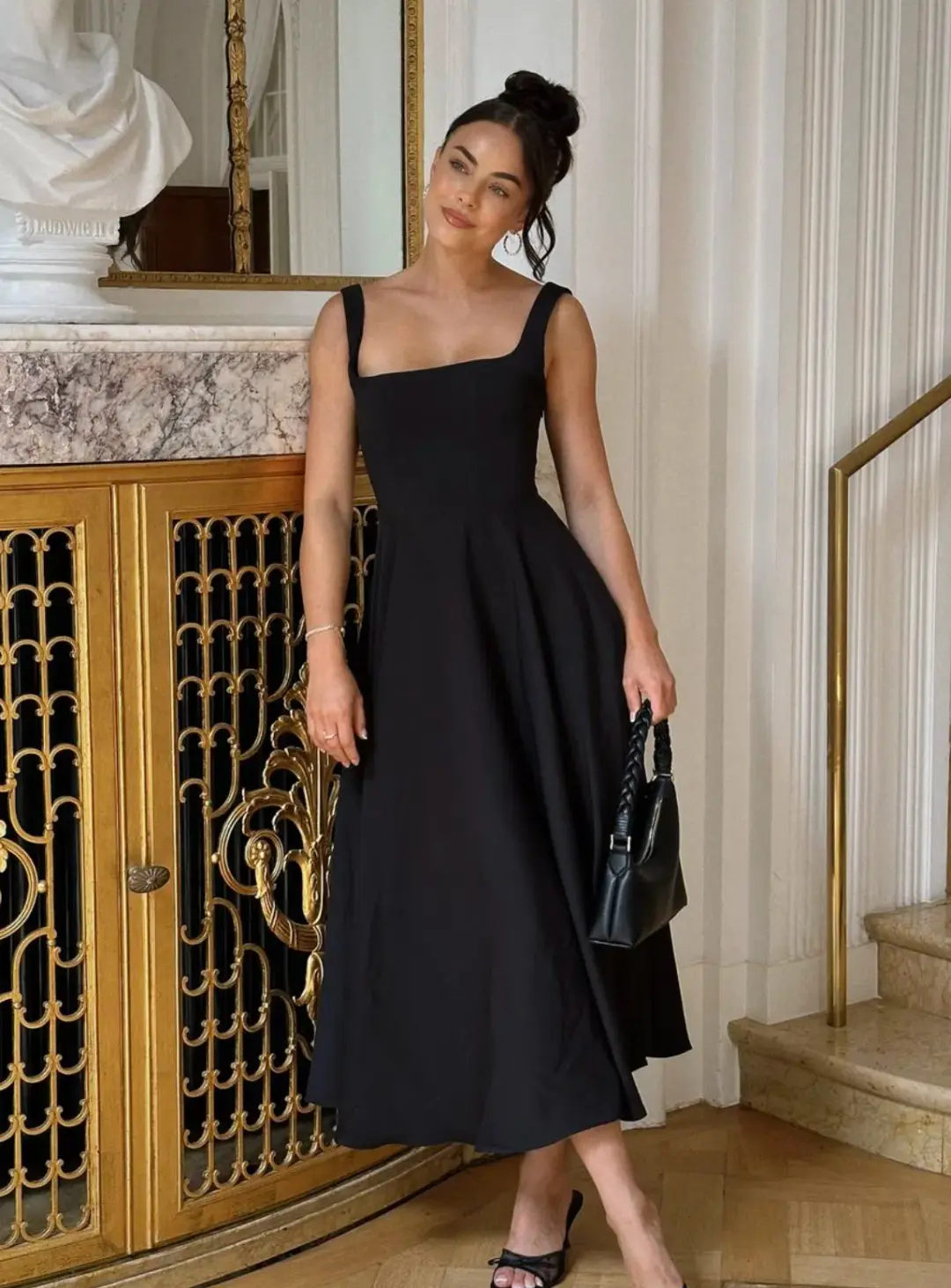 Odd Muse Ultimate Muse High Waist Square Neck Midi Dress Black Size AU 8 for rent on The Volte - main image