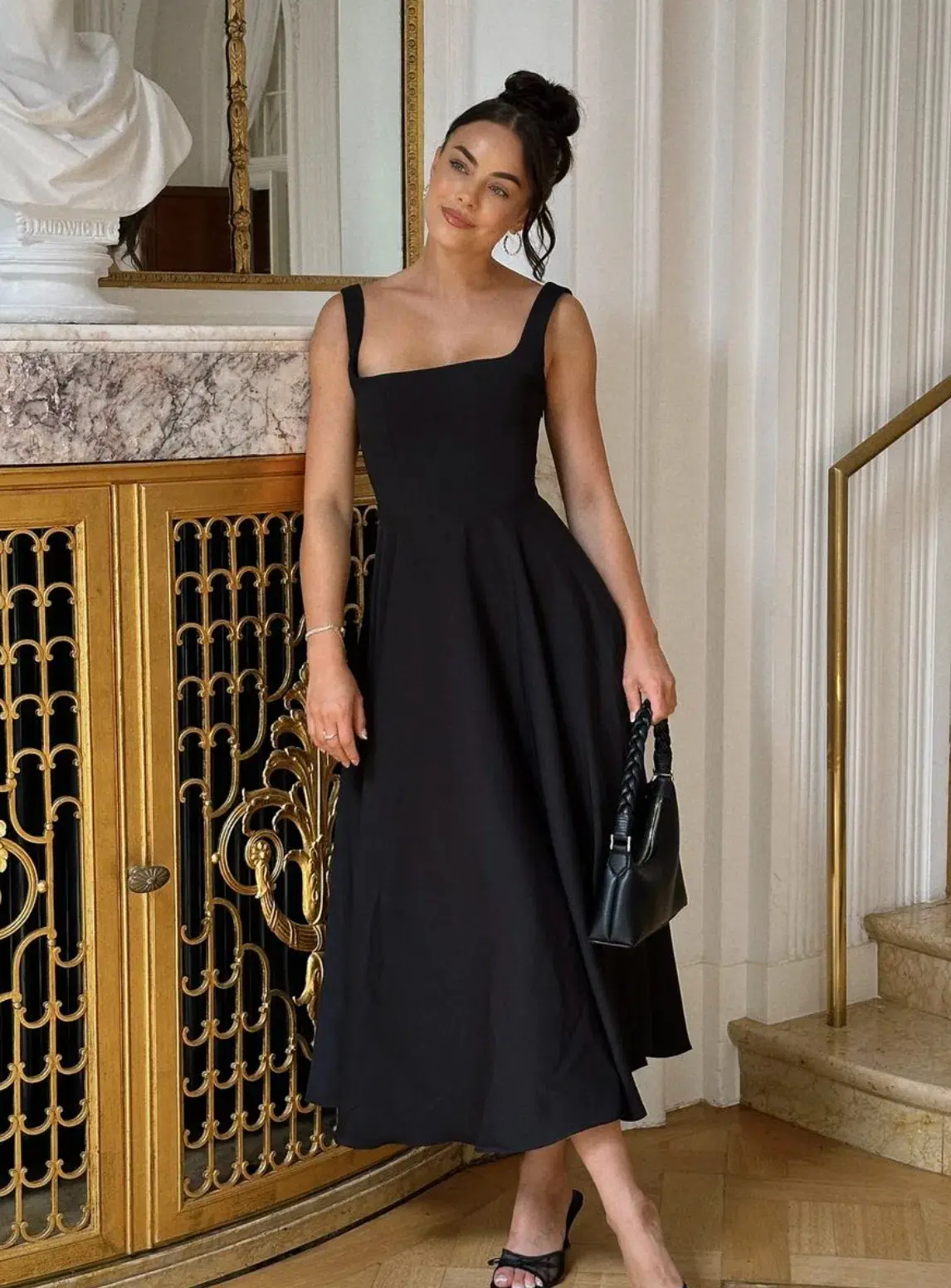 Odd Muse Ultimate Muse High Waist Square Neck Midi Dress Black Size AU 8 - Image 3