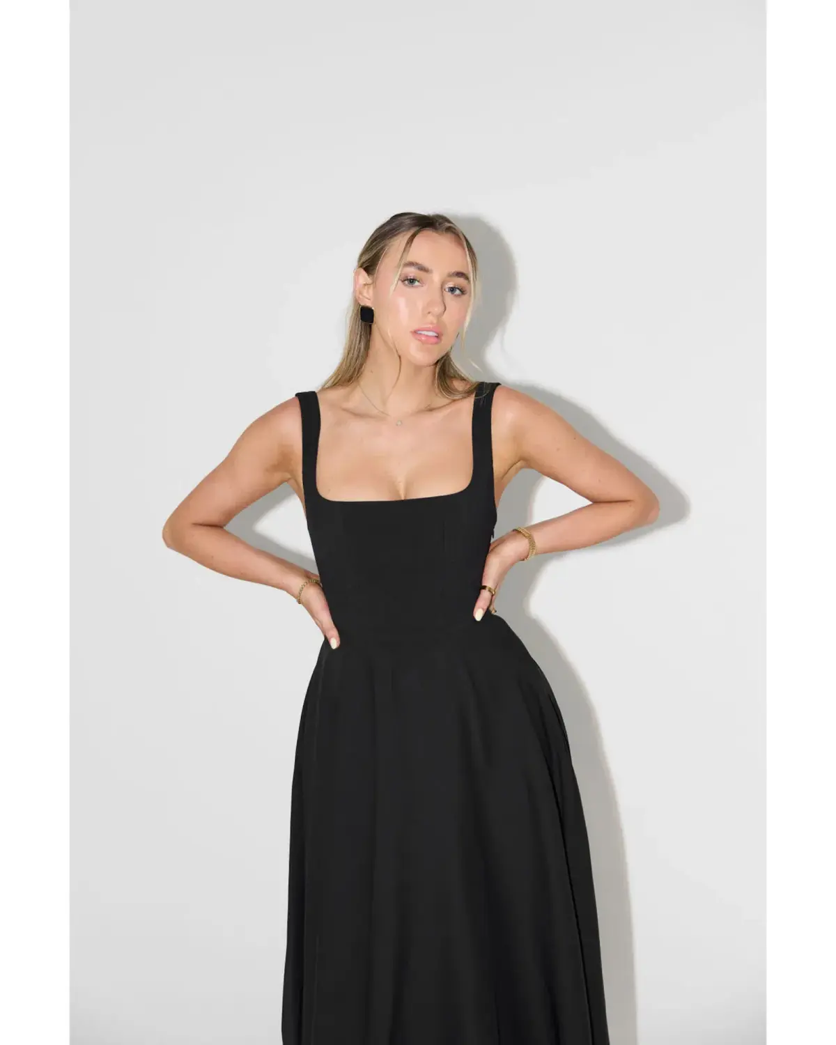 Odd Muse Ultimate Muse High Waist Square Neck Midi Dress Black Size AU 10 - Image 2