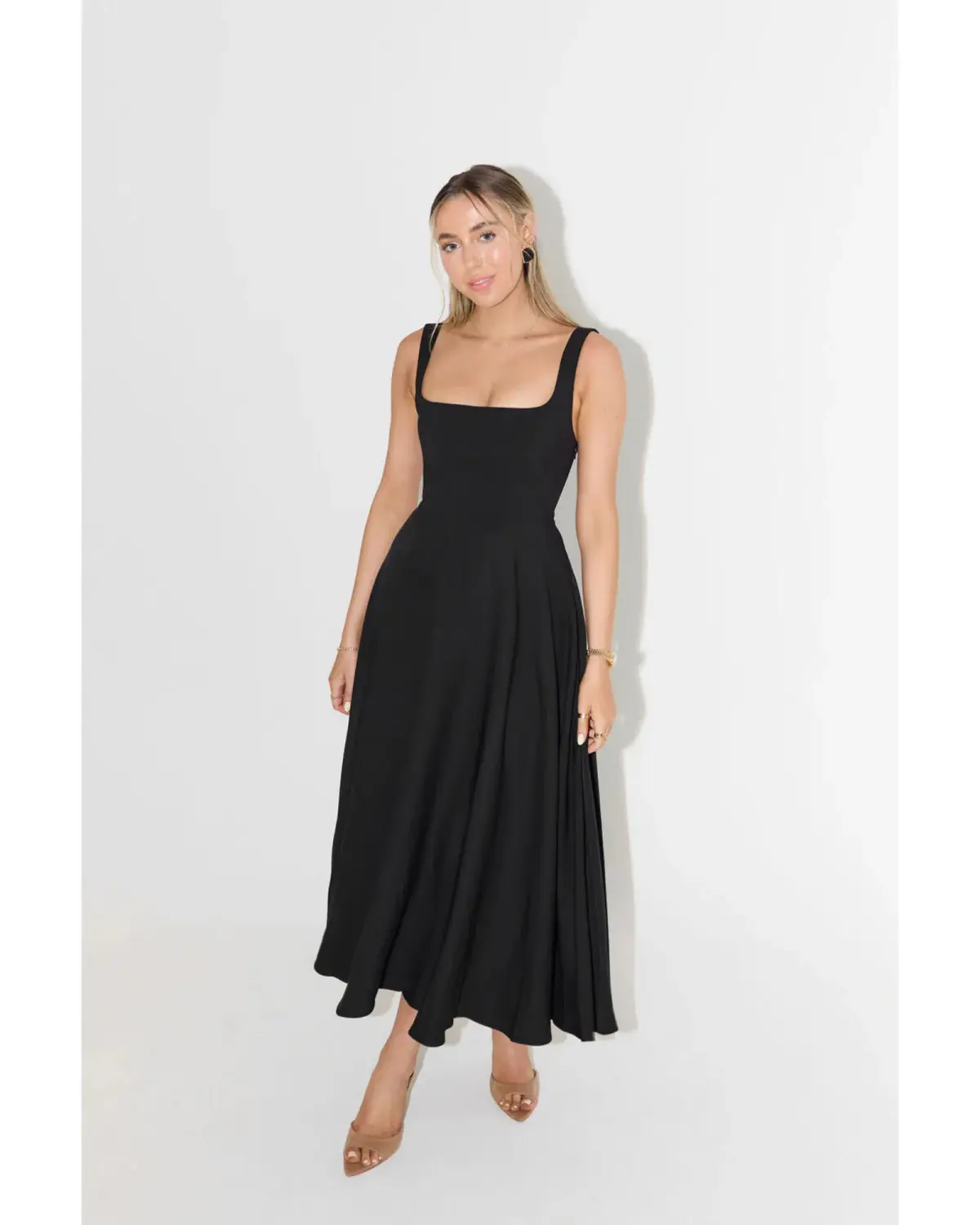 Odd Muse Ultimate Muse High Waist Square Neck Midi Dress Black Size AU 10 - Image 1