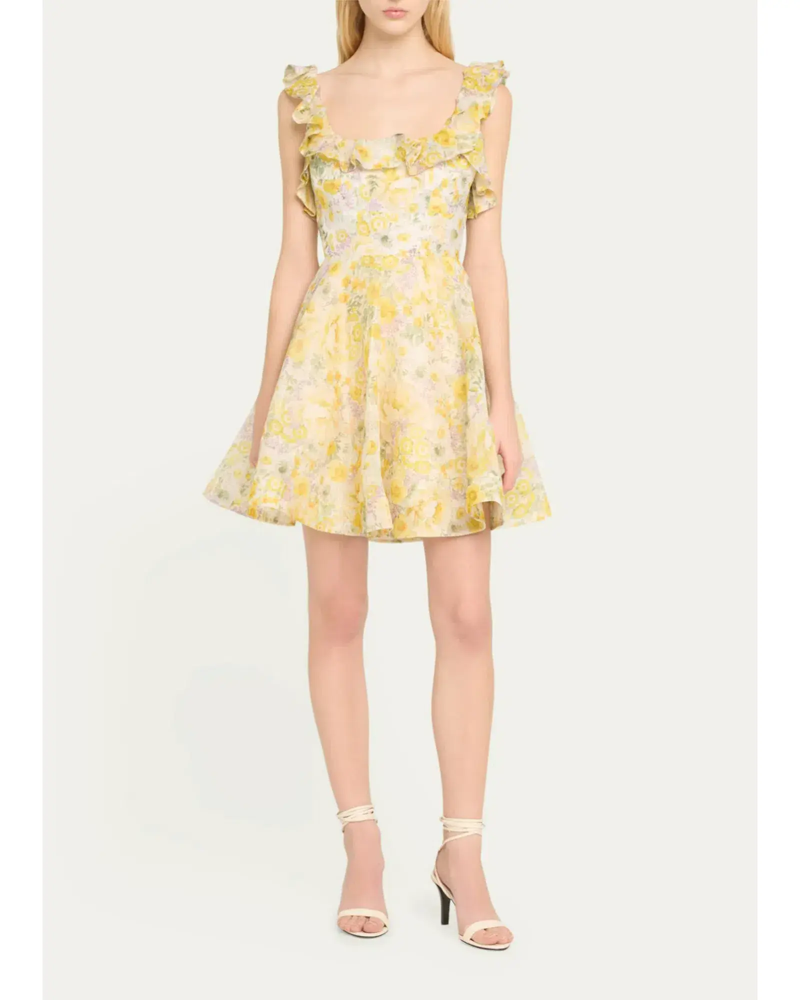 Zimmermann The Harmony Frilled Mini Dress in Citrus Garden Print Size 1 / AU 10 - Image 1