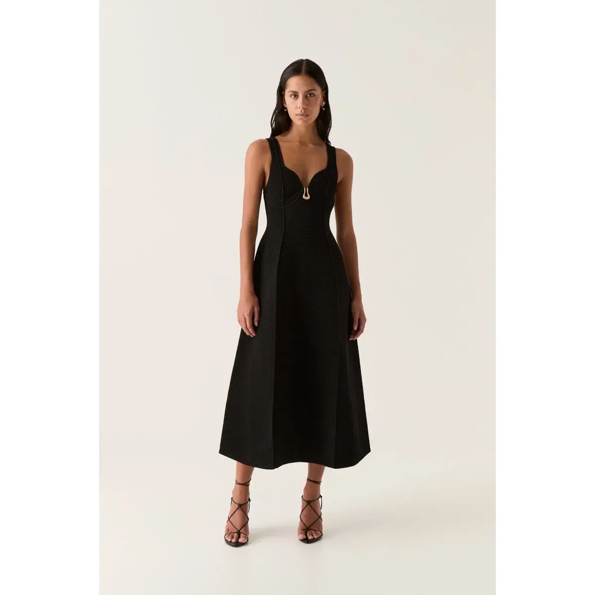 Aje Sylvette Knit Midi Dress Black Size S / AU 8 - Image 1