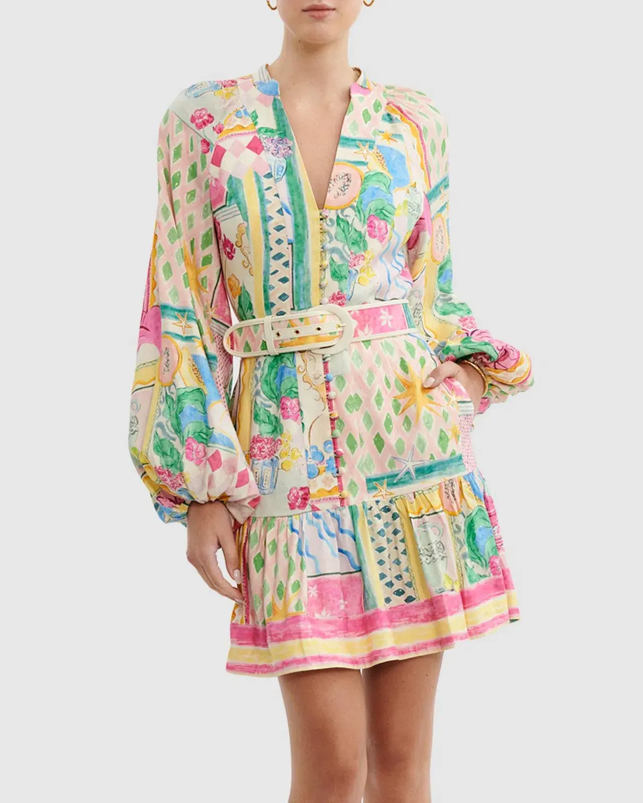 Rebecca Vallance Le Mur Rose Mini Dress Multi Size 8 - Image 2