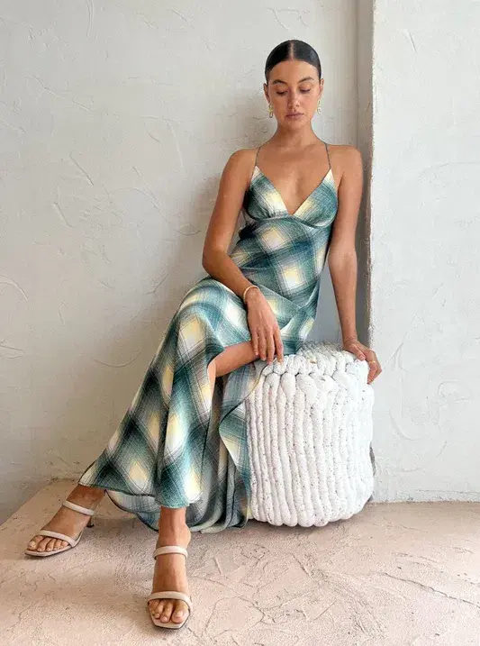 Bec & Bridge Edie Split Maxi Dress in Teal Size 8 for rent on The Volte - main image