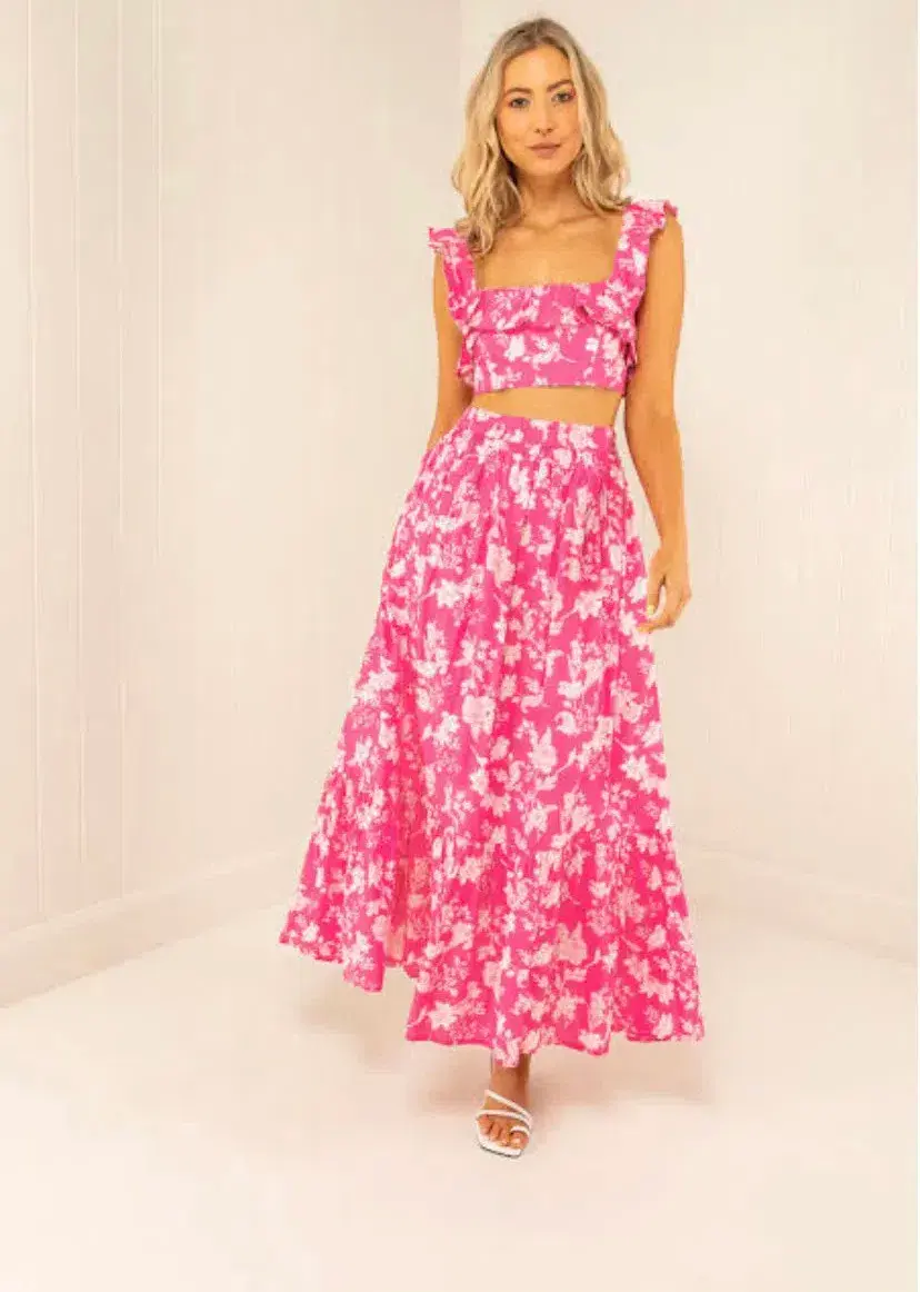 Palm Noosa FlorenceTtop & Audrey Skirt Set Pink Size 8 - Image 1