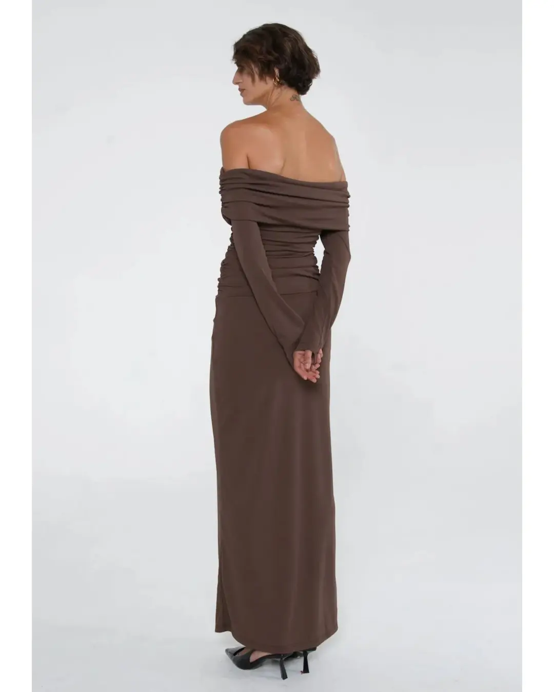 Benni Lorena Maxi Dress Ash Brown Size AU 12 for rent on The Volte - main image
