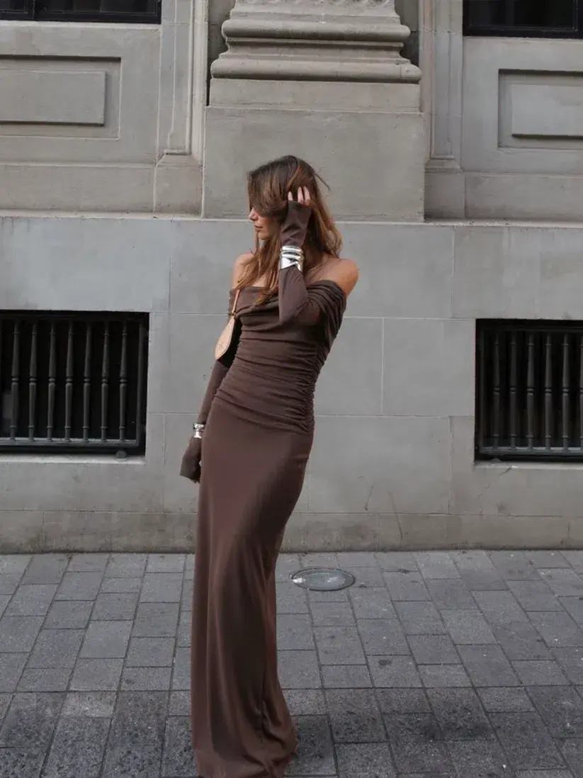 Benni Lorena Maxi Dress Ash Brown Size AU 12 - Image 5