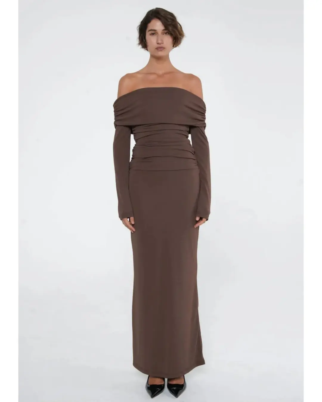 Benni Lorena Maxi Dress Ash Brown Size AU 12 for rent on The Volte - main image