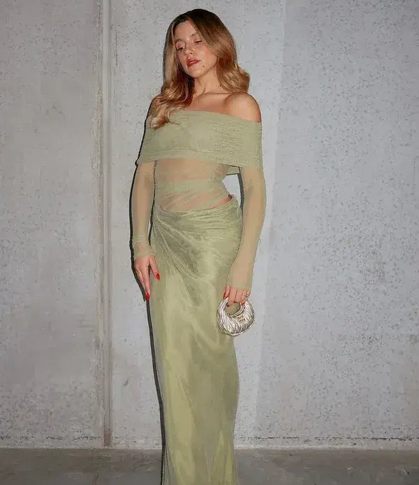 Benni Yasmin Maxi Dress Pistachio Size AU 8 - Image 5