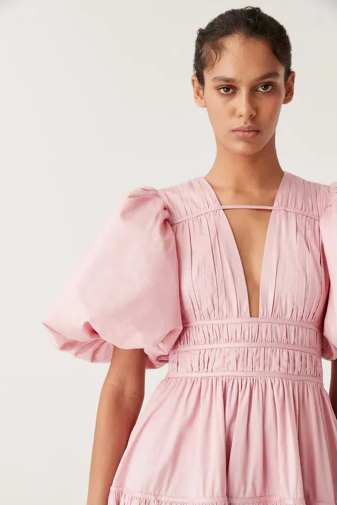 Aje Fallingwater Ruched Midi Dress Pink Size 12 - Image 3