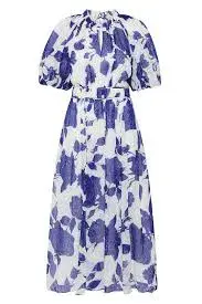 Aje Elysium Blouson Midi Dress Neo Rose Size 14 for rent on The Volte - main image