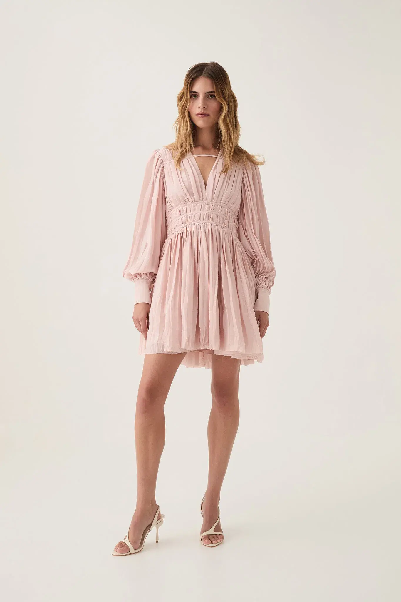 Aje Catalyst Pleated Mini Dress - Blush Pink Size 10 - Image 1