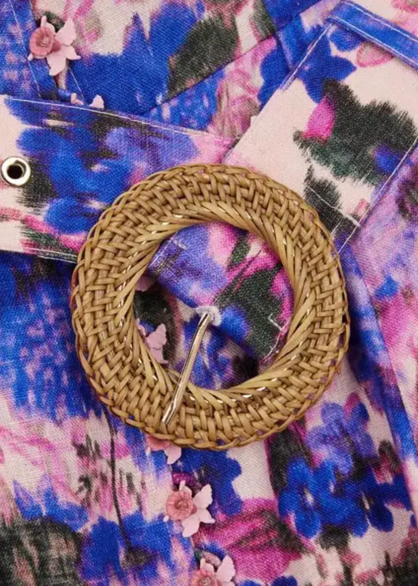 Zimmermann The High Tide Buttoned Midi Dress in Purple Ikat Floral Size 3/AU 14 - Image 5