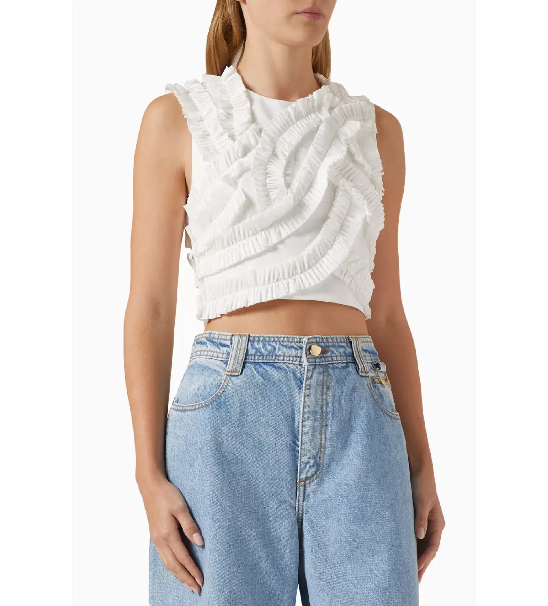 Aje Aurelia Frill Shell Top White Size 8 - Image 1